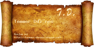 Temmer Dénes névjegykártya